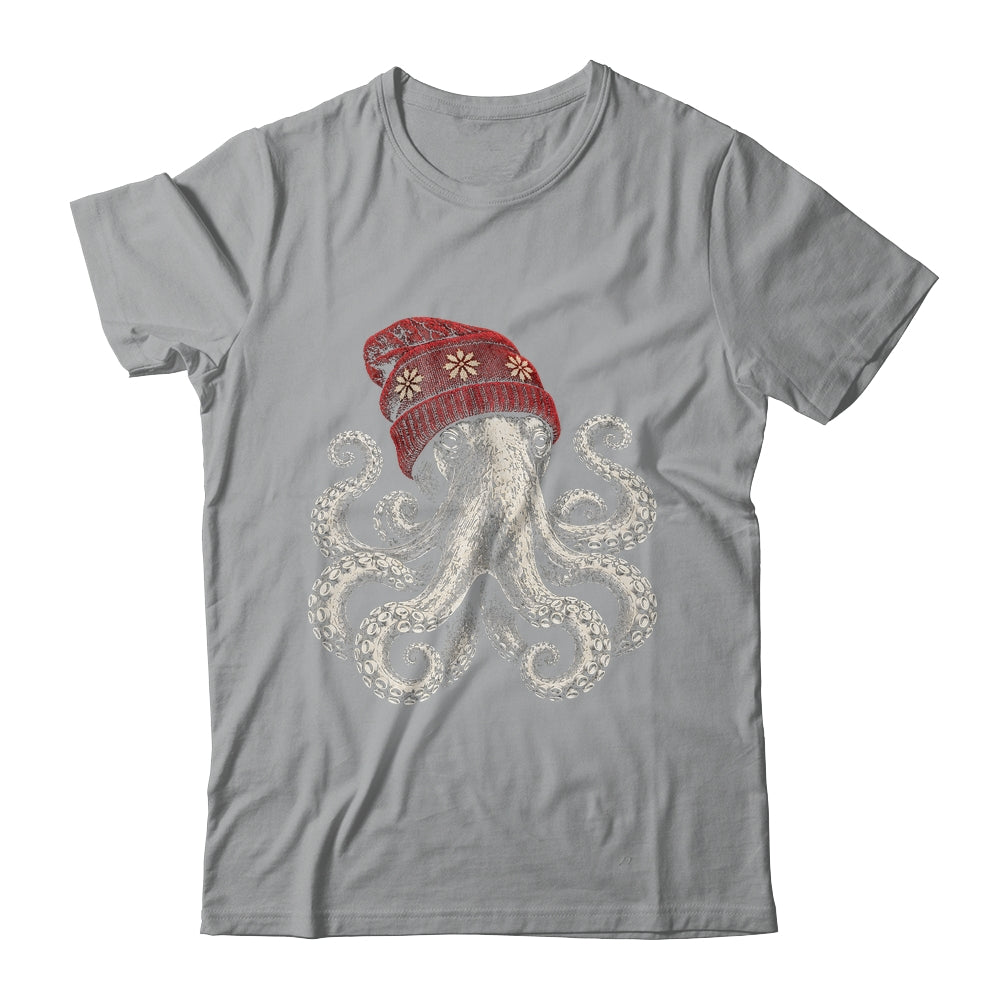 Winter Octopus Wearing Beanie Cute Ocean Art Shirt & Hoodie | siriusteestore