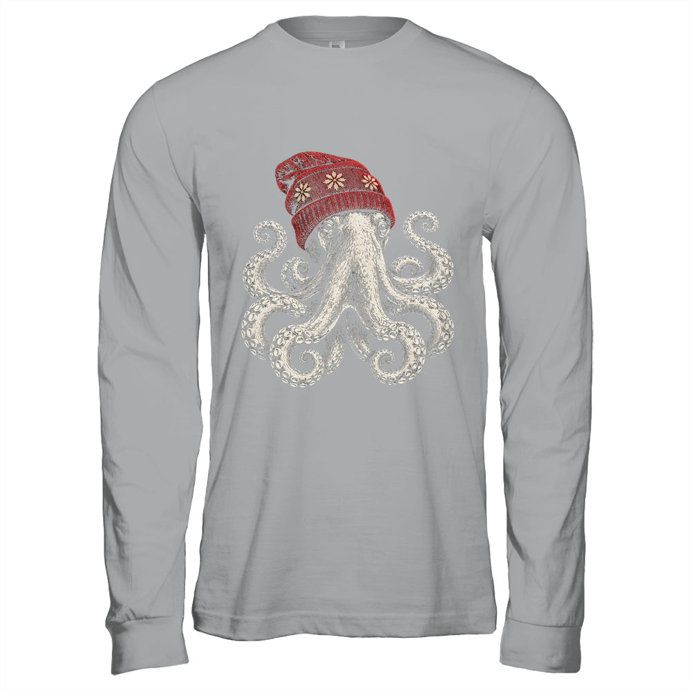 Winter Octopus Wearing Beanie Cute Ocean Art Shirt & Hoodie | siriusteestore