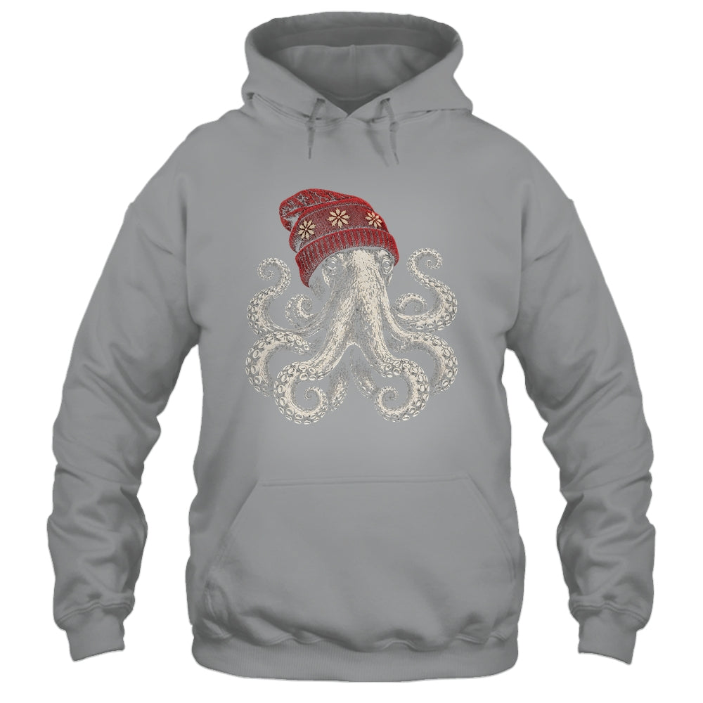 Winter Octopus Wearing Beanie Cute Ocean Art Shirt & Hoodie | siriusteestore