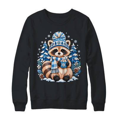 Winter Raccoon Blue Snowflake Christmas Animals Women Girls Shirt & Sweatshirt | siriusteestore