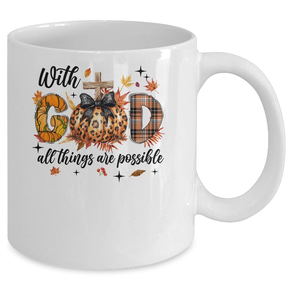 With God All Things Are Possible Autumn Fall Christian Jesus Mug | siriusteestore