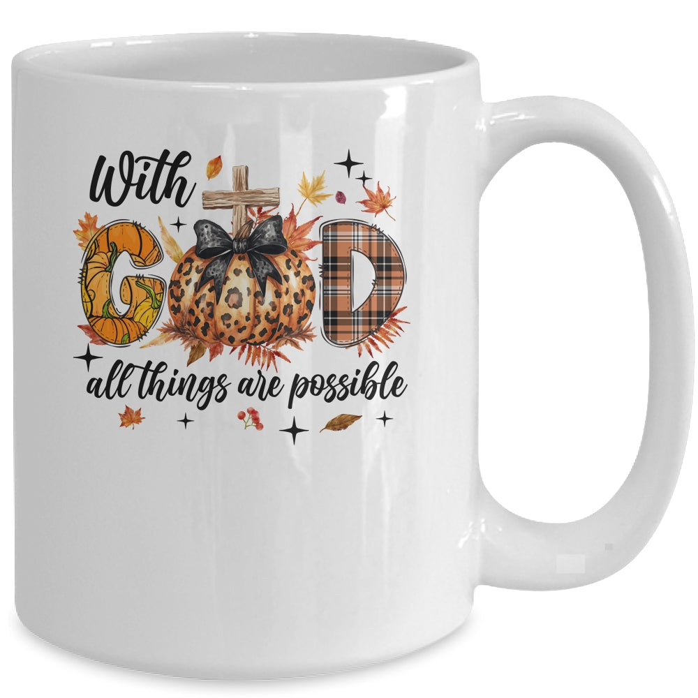 With God All Things Are Possible Autumn Fall Christian Jesus Mug | siriusteestore
