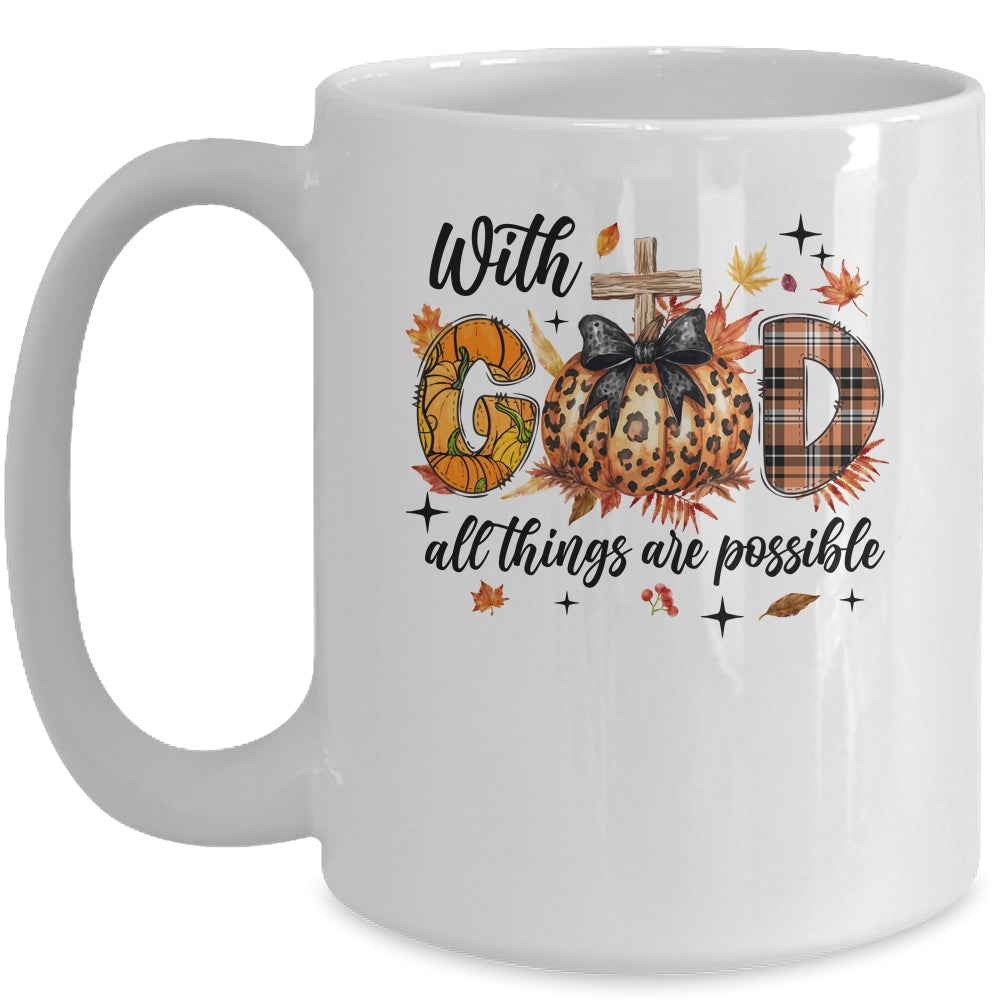 With God All Things Are Possible Autumn Fall Christian Jesus Mug | siriusteestore