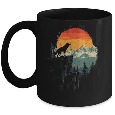 Wolf Graphic Moon Nature Mountains Wildlife Vintage Men Mug | siriusteestore