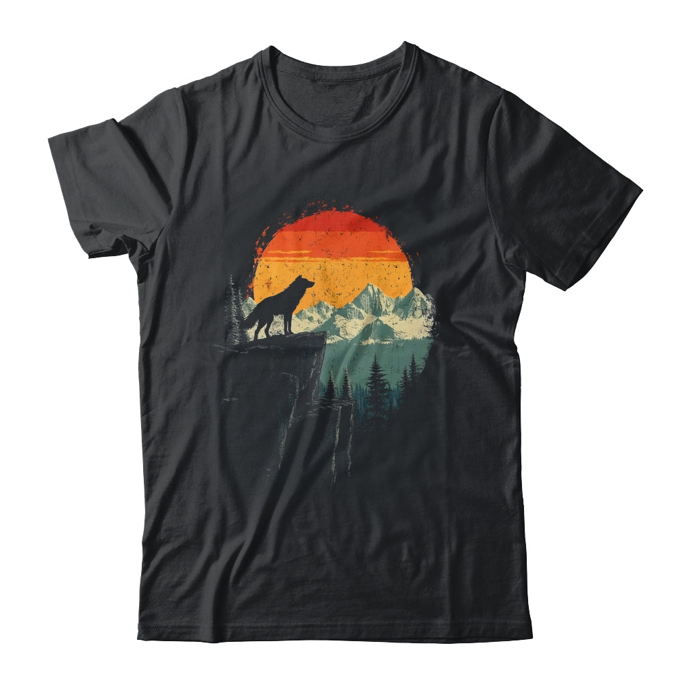 Wolf Graphic Moon Nature Mountains Wildlife Vintage Men Shirt & Hoodie | siriusteestore