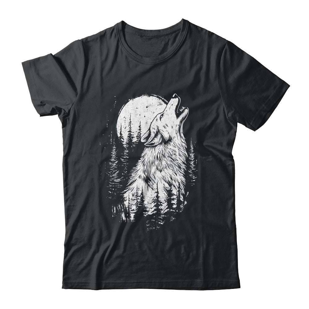 Wolf Howling Moon Forest Nature Wildlife Animal Graphic Tee Shirt & Hoodie | siriusteestore