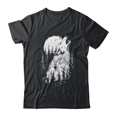 Wolf Howling Moon Forest Nature Wildlife Animal Graphic Tee Shirt & Hoodie | siriusteestore