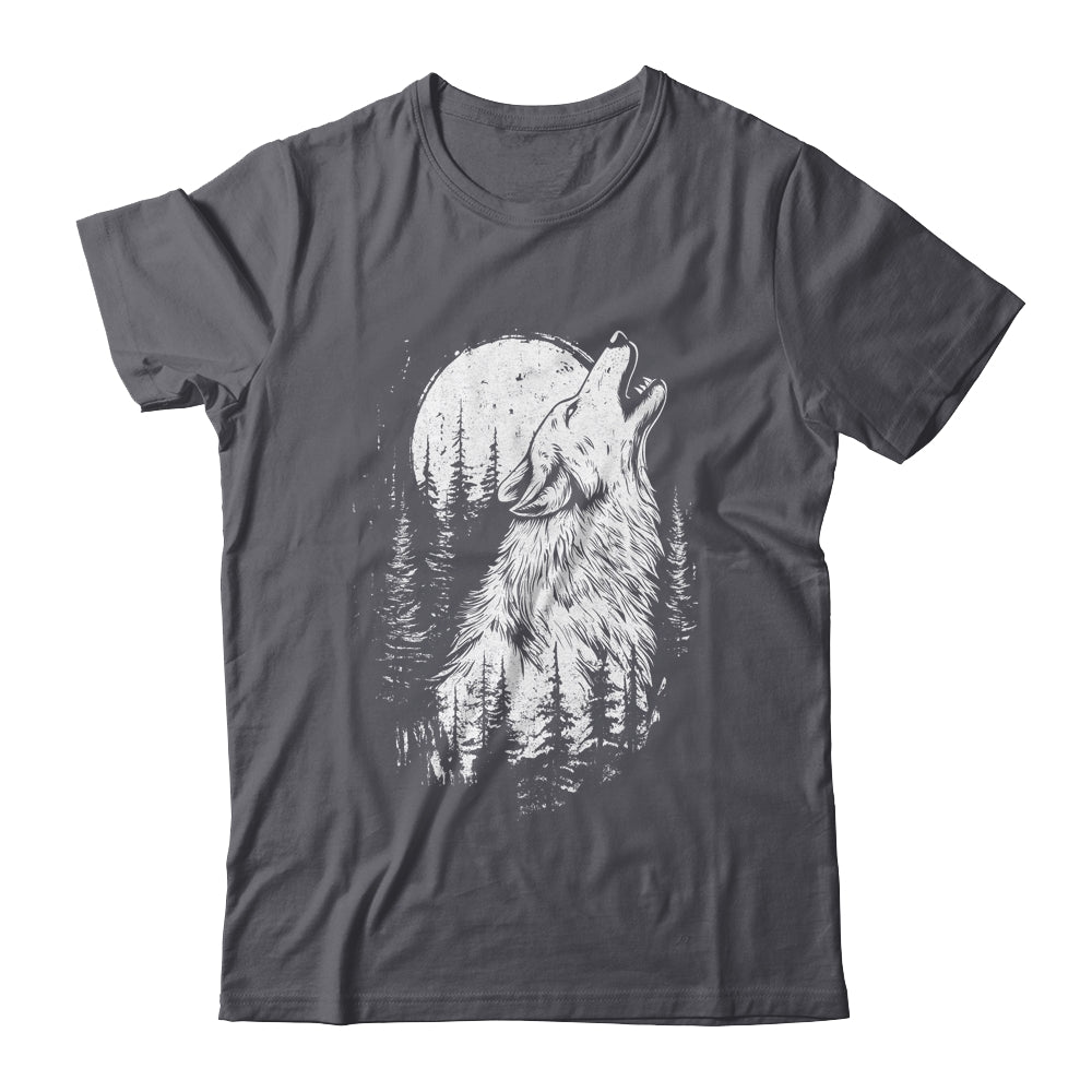 Wolf Howling Moon Forest Nature Wildlife Animal Graphic Tee Shirt & Hoodie | siriusteestore