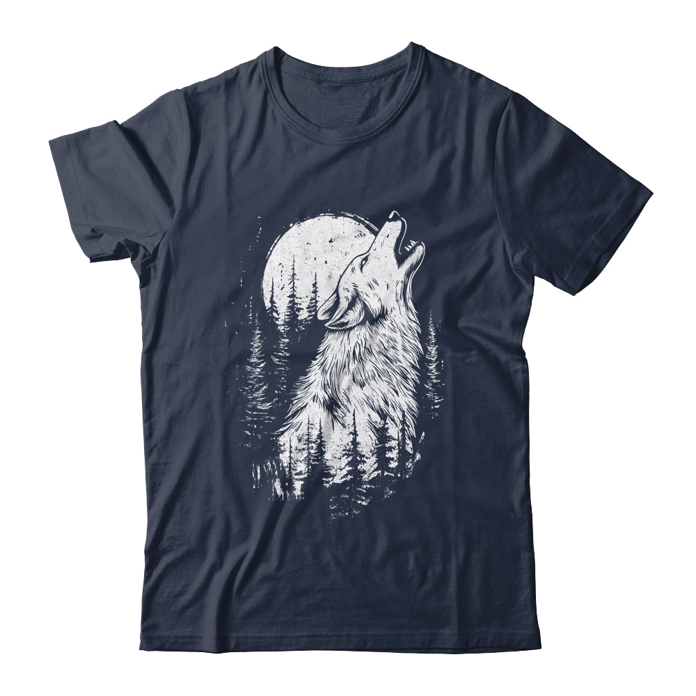 Wolf Howling Moon Forest Nature Wildlife Animal Graphic Tee Shirt & Hoodie | siriusteestore