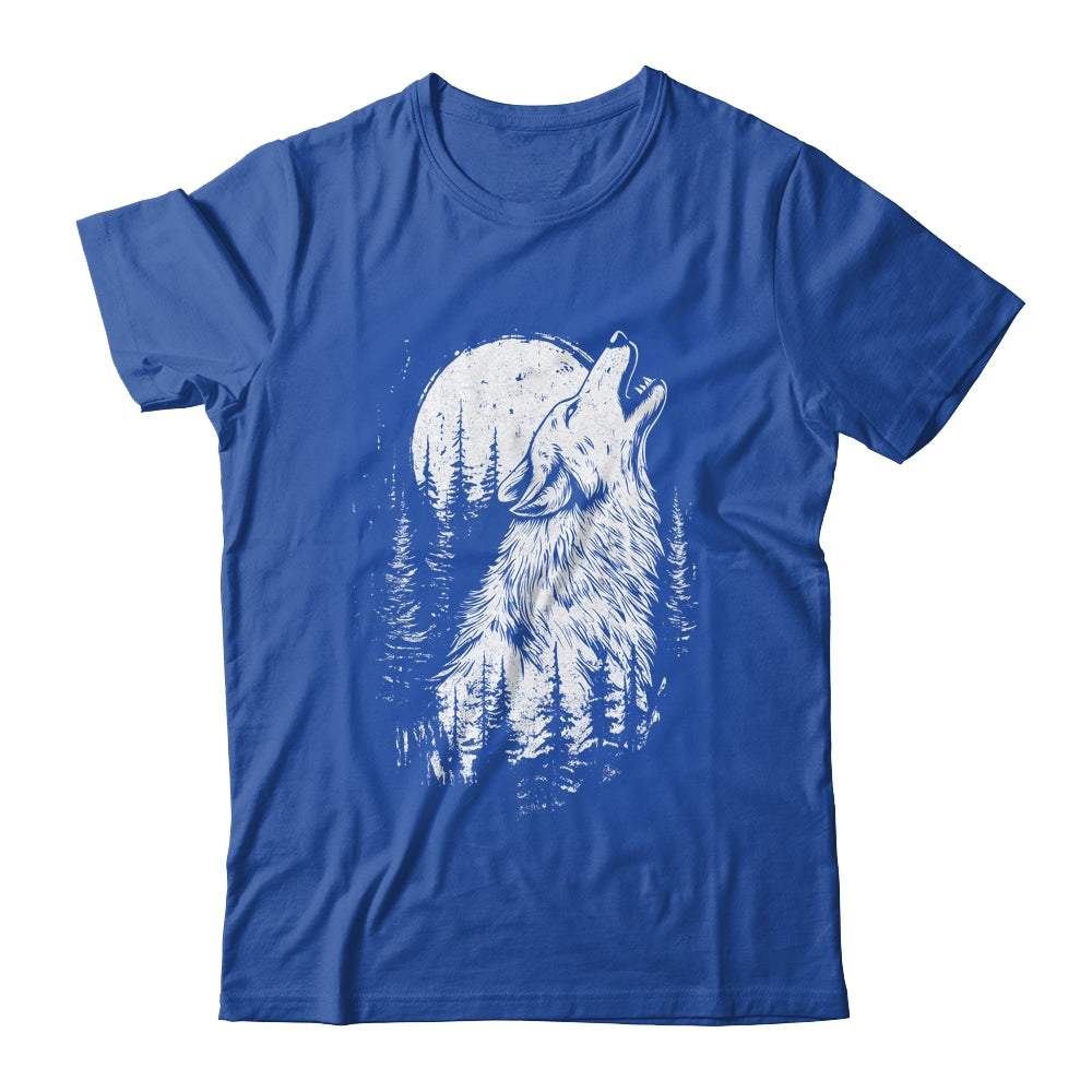 Wolf Howling Moon Forest Nature Wildlife Animal Graphic Tee Shirt & Hoodie | siriusteestore