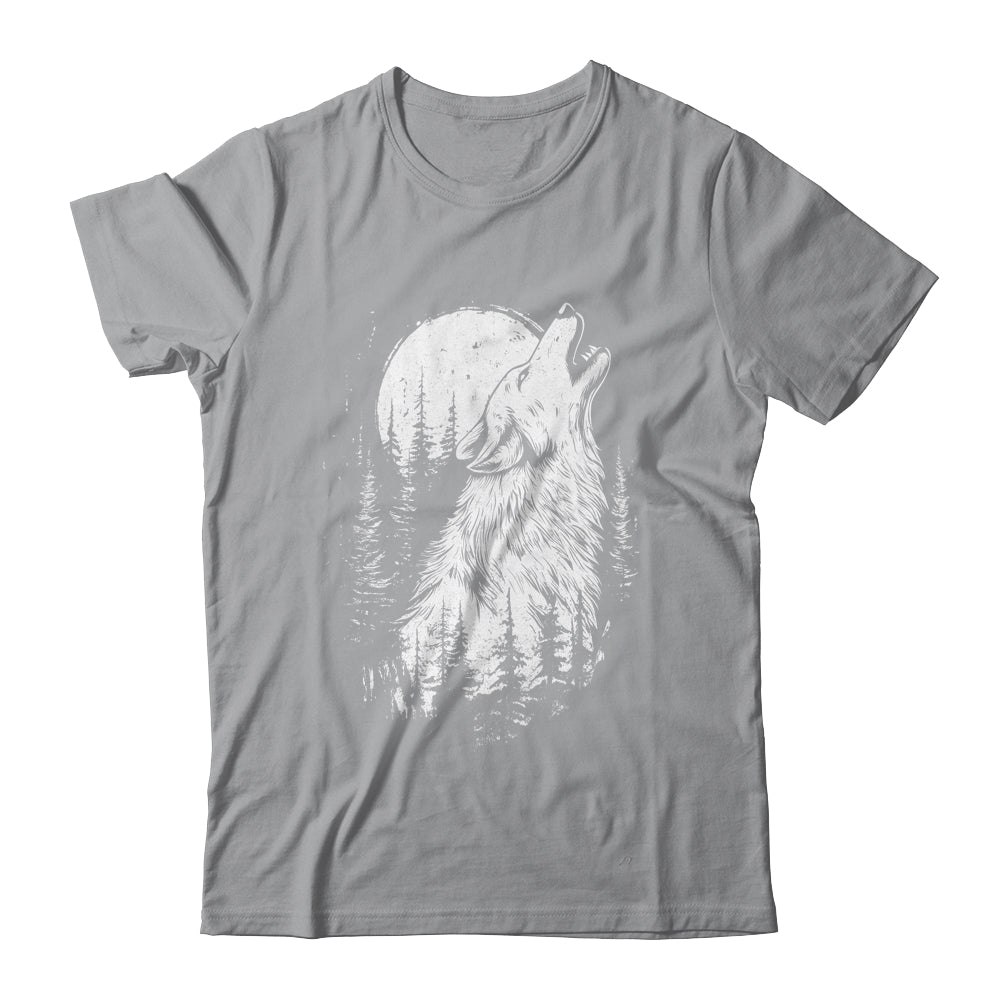 Wolf Howling Moon Forest Nature Wildlife Animal Graphic Tee Shirt & Hoodie | siriusteestore