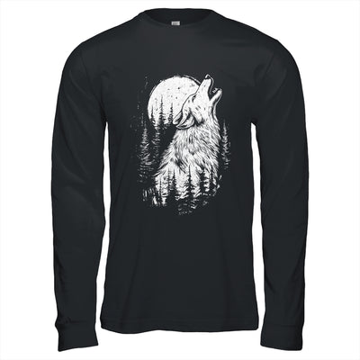 Wolf Howling Moon Forest Nature Wildlife Animal Graphic Tee Shirt & Hoodie | siriusteestore