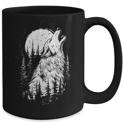 Wolf Howling Moon Forest Nature Wildlife Animal Graphic Tee Mug | siriusteestore