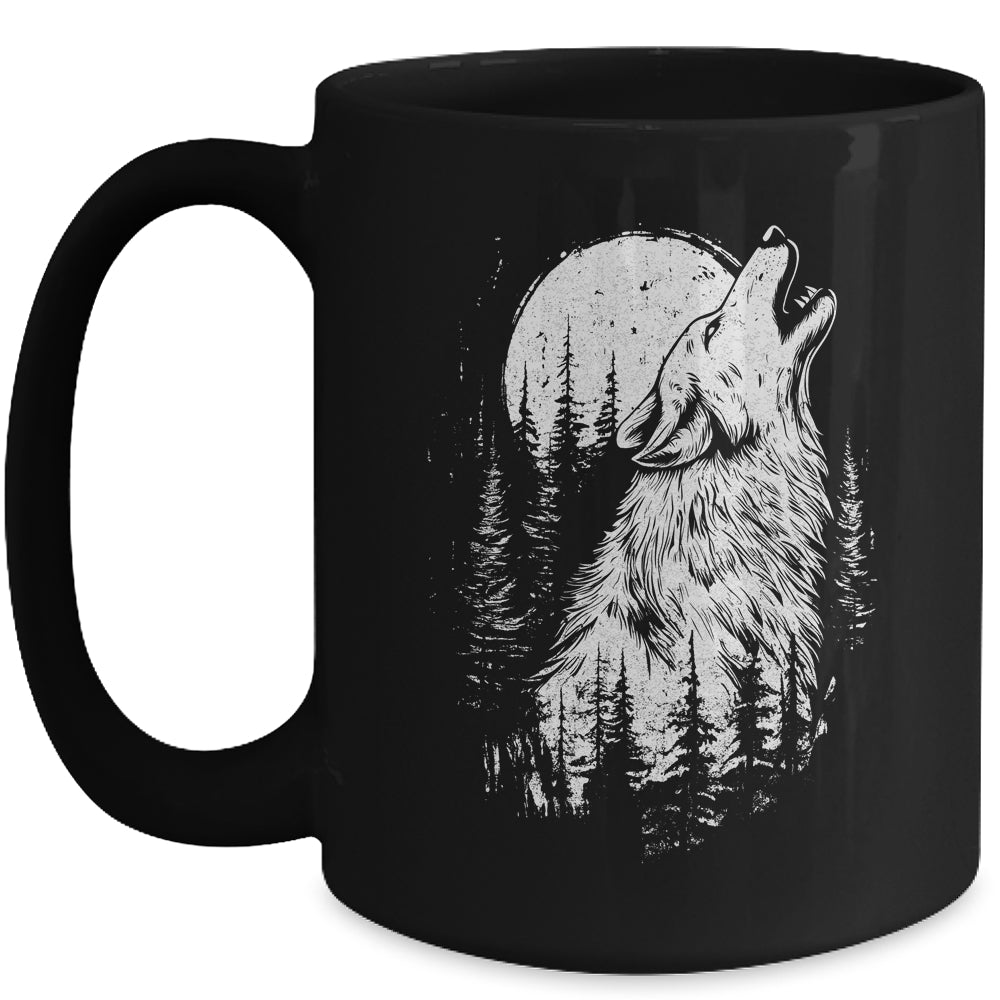 Wolf Howling Moon Forest Nature Wildlife Animal Graphic Tee Mug | siriusteestore