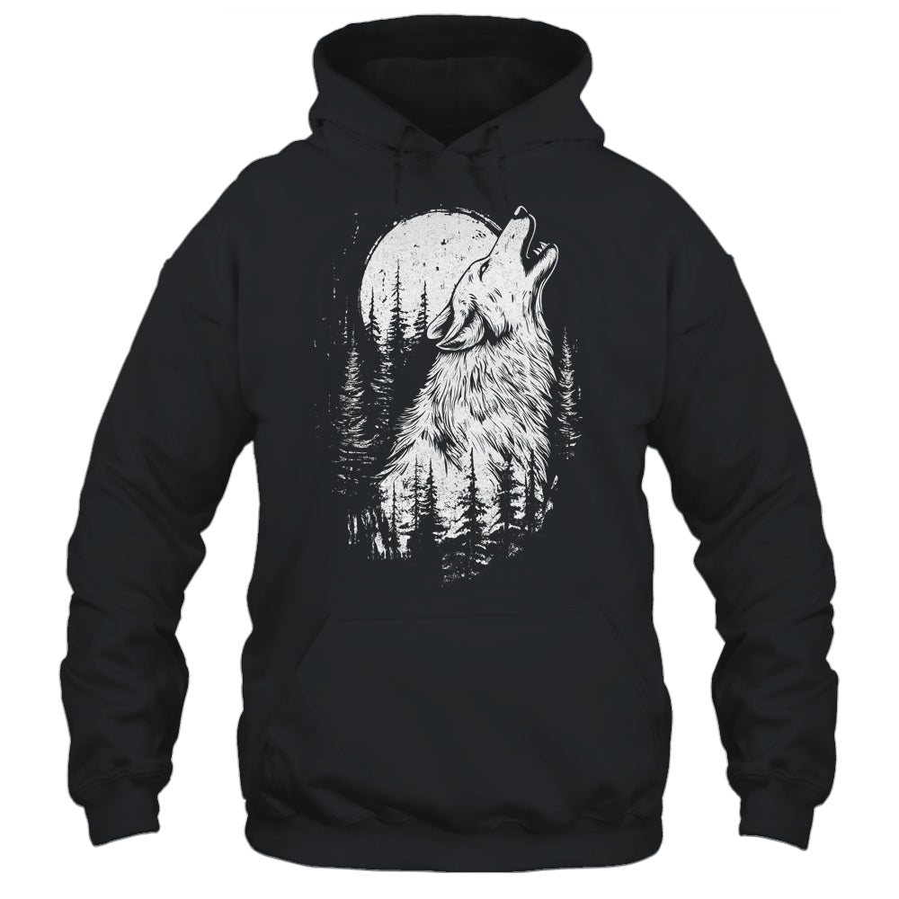 Wolf Howling Moon Forest Nature Wildlife Animal Graphic Tee Shirt & Hoodie | siriusteestore