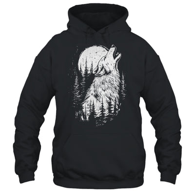 Wolf Howling Moon Forest Nature Wildlife Animal Graphic Tee Shirt & Hoodie | siriusteestore
