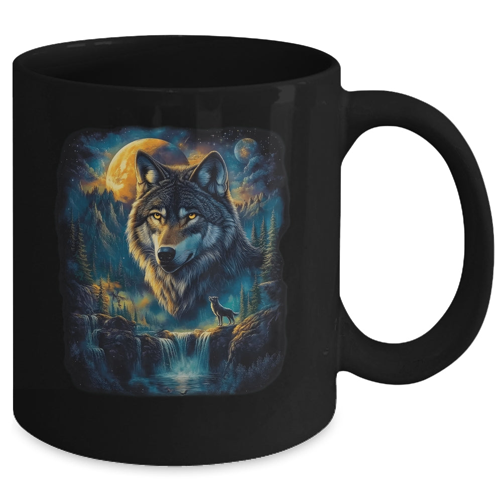 Wolf Howling Moon Forest Nature Wildlife Lovers Animal Men Mug | siriusteestore