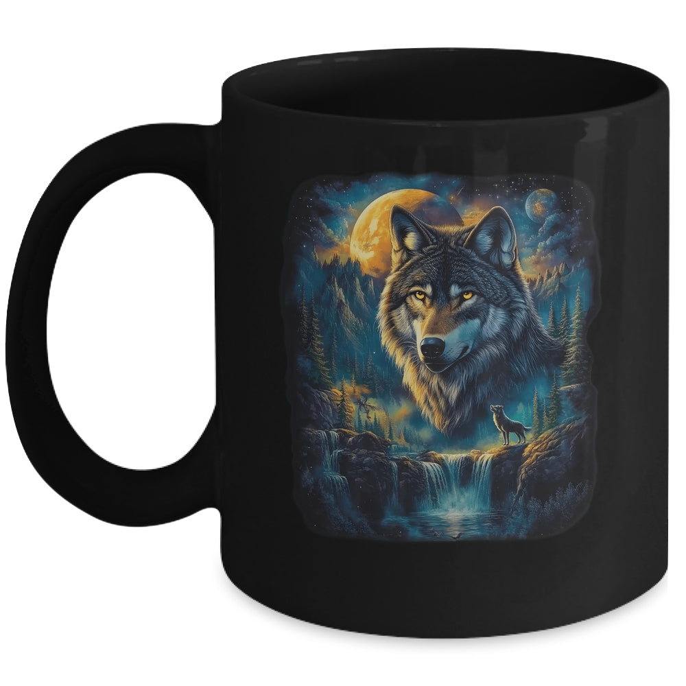 Wolf Howling Moon Forest Nature Wildlife Lovers Animal Men Mug | siriusteestore