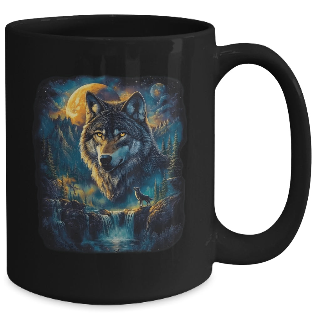 Wolf Howling Moon Forest Nature Wildlife Lovers Animal Men Mug | siriusteestore