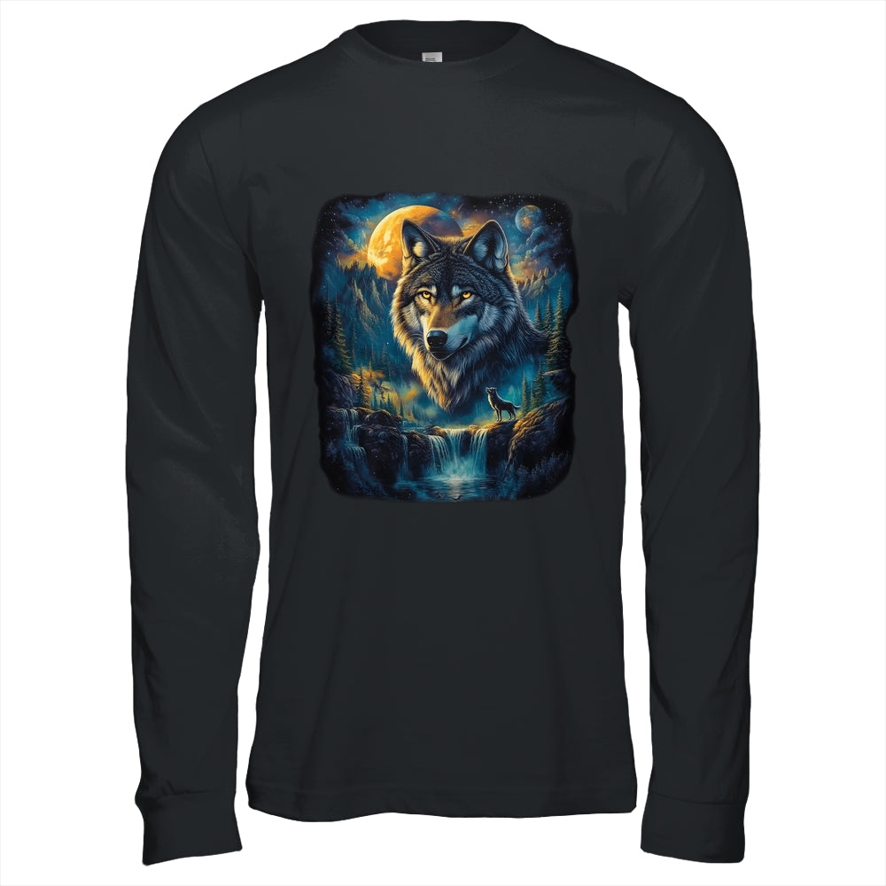 Wolf Howling Moon Forest Nature Wildlife Lovers Animal Men Shirt & Hoodie | siriusteestore