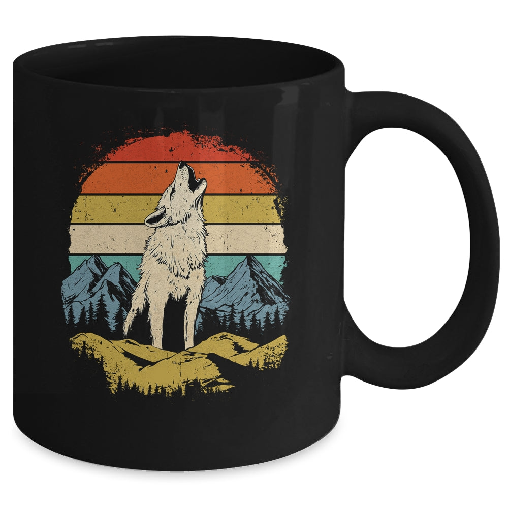 Wolf Howling Moon Graphic Forest Nature Mountains Vintage Mug | siriusteestore