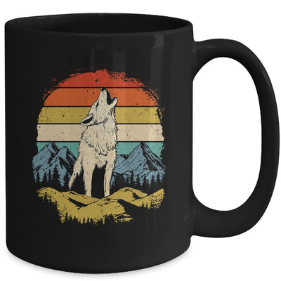Wolf Howling Moon Graphic Forest Nature Mountains Vintage Mug | siriusteestore