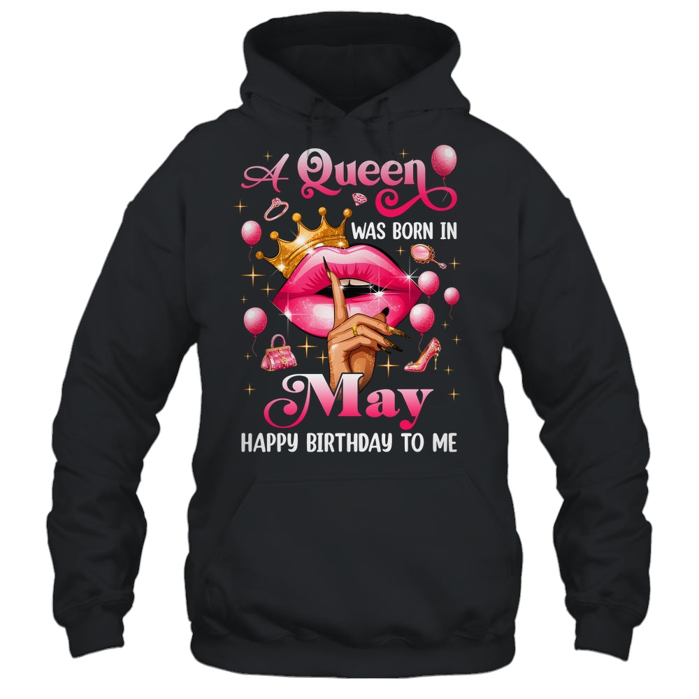 Womens A Queen Was Born In May Happy Birthday To Me Shirt & Tank Top | siriusteestore