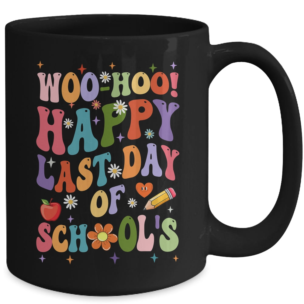 Woo Hoo Happy Last Day Of School Teacher Student Groovy Mug | siriusteestore