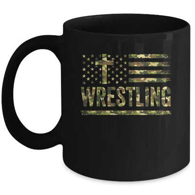 Wrestling American Flag Camo USA Patriotic Wrestler Men Boys Mug | siriusteestore