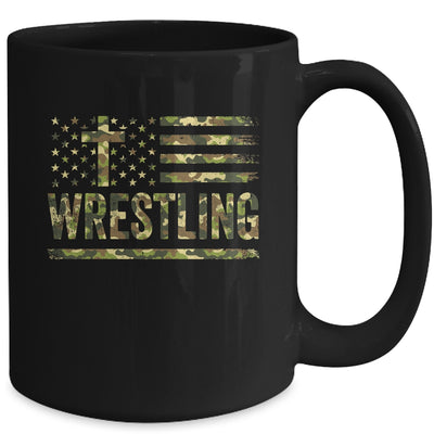 Wrestling American Flag Camo USA Patriotic Wrestler Men Boys Mug | siriusteestore