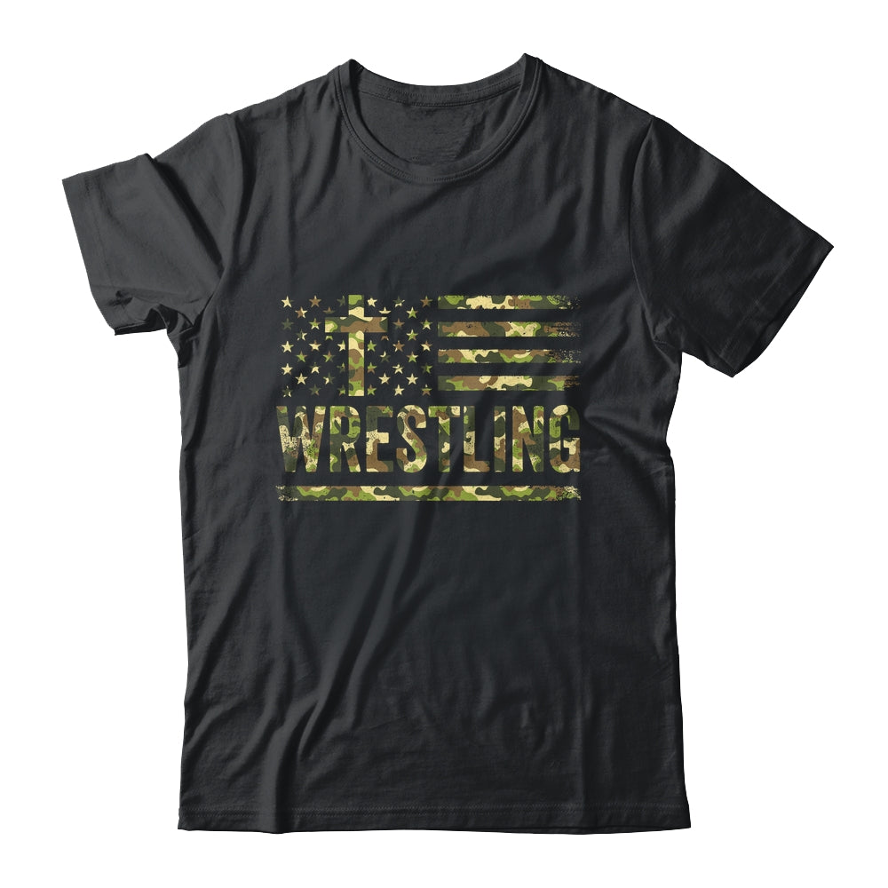 Wrestling American Flag Camo USA Patriotic Wrestler Men Boys Shirt & Hoodie | siriusteestore