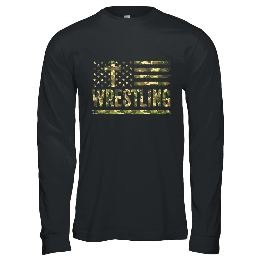 Wrestling American Flag Camo USA Patriotic Wrestler Men Boys Shirt & Hoodie | siriusteestore