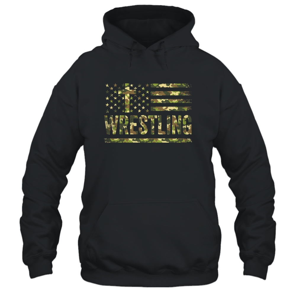 Wrestling American Flag Camo USA Patriotic Wrestler Men Boys Shirt & Hoodie | siriusteestore