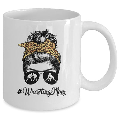 Wrestling Mom Women Leopard Messy Bun Glasses Mug | siriusteestore