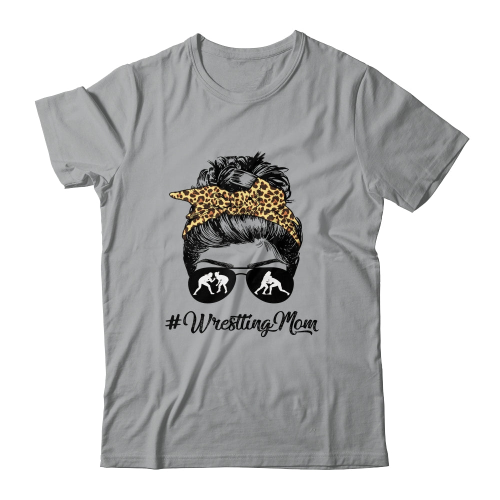 Wrestling Mom Women Leopard Messy Bun Glasses Shirt & Tank Top | siriusteestore