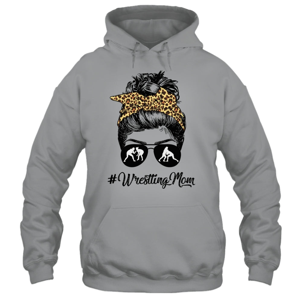 Wrestling Mom Women Leopard Messy Bun Glasses Shirt & Tank Top | siriusteestore