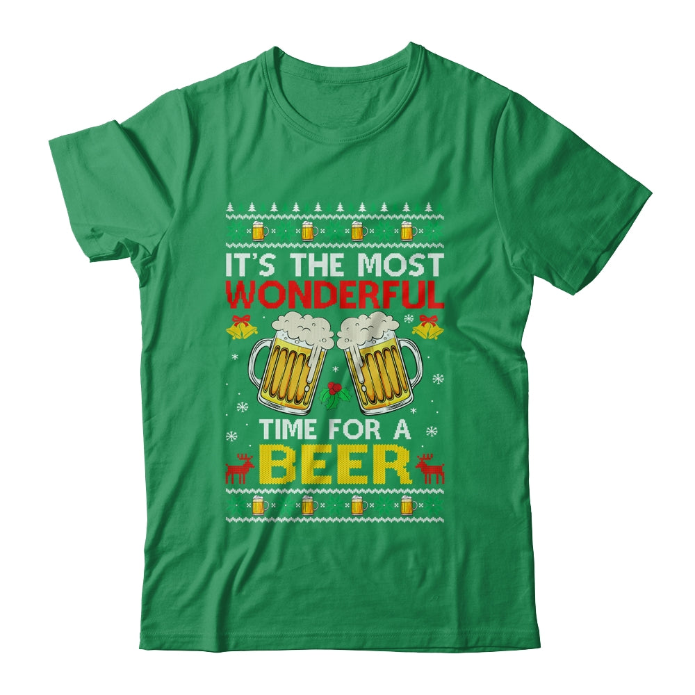 Xmas Wonderful Time For A Beer Ugly Christmas Funny Shirt & Sweatshirt | siriusteestore