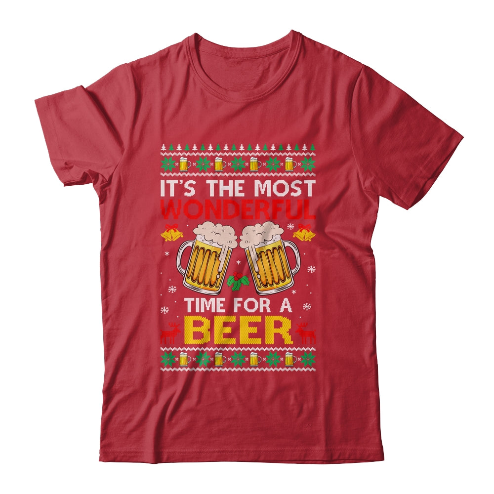 Xmas Wonderful Time For A Beer Ugly Christmas Funny Shirt & Sweatshirt | siriusteestore