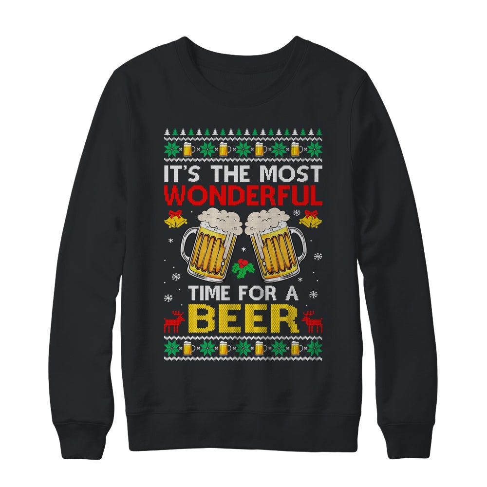 Xmas Wonderful Time For A Beer Ugly Christmas Funny Shirt & Sweatshirt | siriusteestore