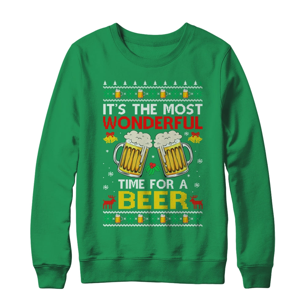 Xmas Wonderful Time For A Beer Ugly Christmas Funny Shirt & Sweatshirt | siriusteestore