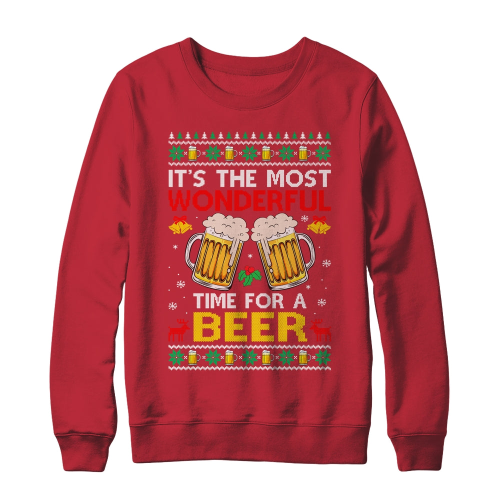 Xmas Wonderful Time For A Beer Ugly Christmas Funny Shirt & Sweatshirt | siriusteestore