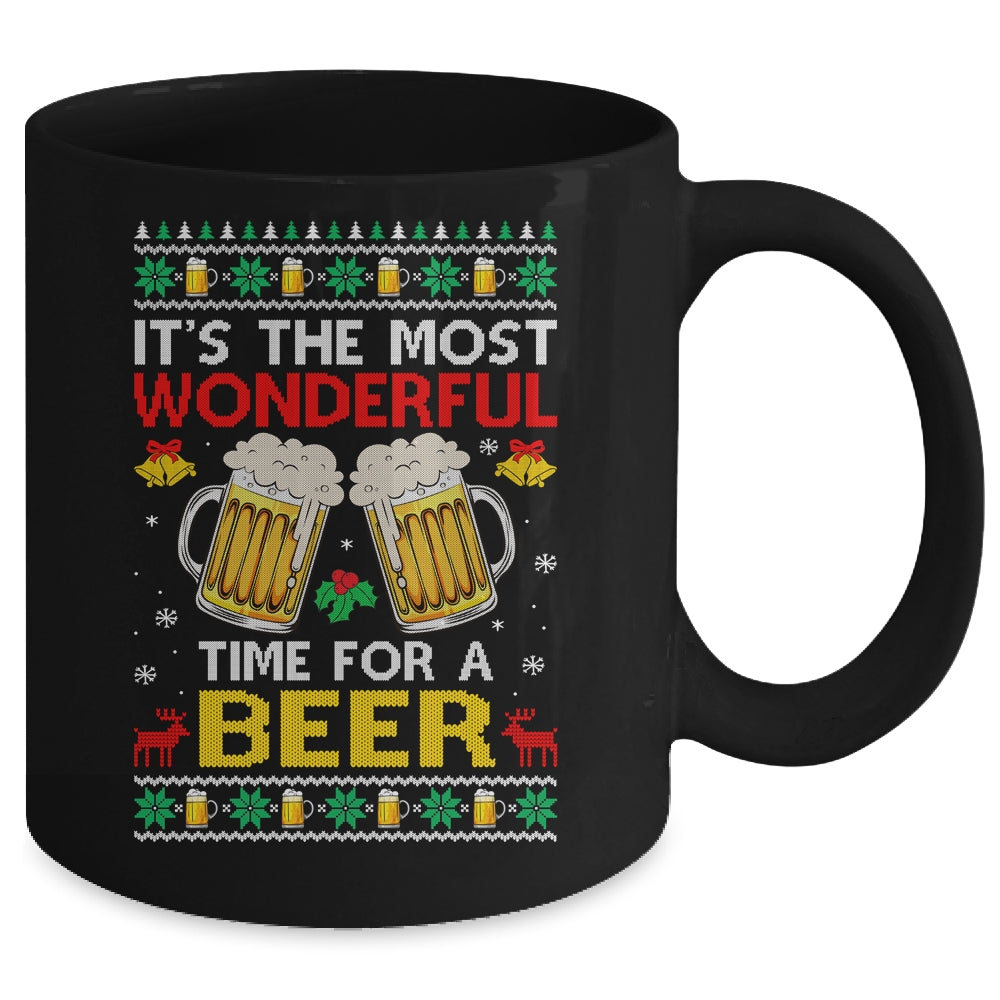 Xmas Wonderful Time For A Beer Ugly Christmas Funny Mug | siriusteestore