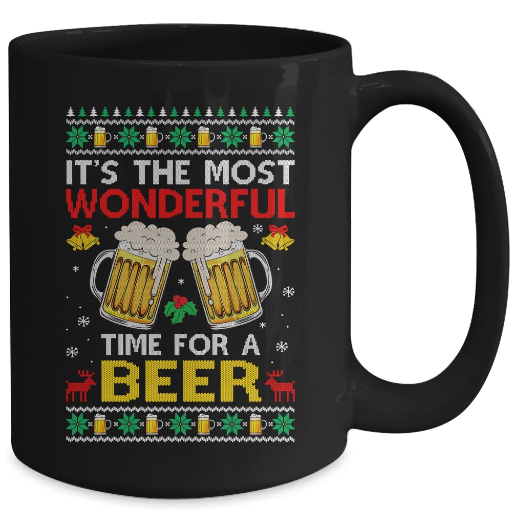 Xmas Wonderful Time For A Beer Ugly Christmas Funny Mug | siriusteestore