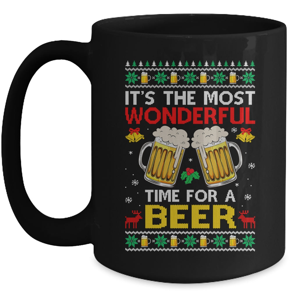 Xmas Wonderful Time For A Beer Ugly Christmas Funny Mug | siriusteestore