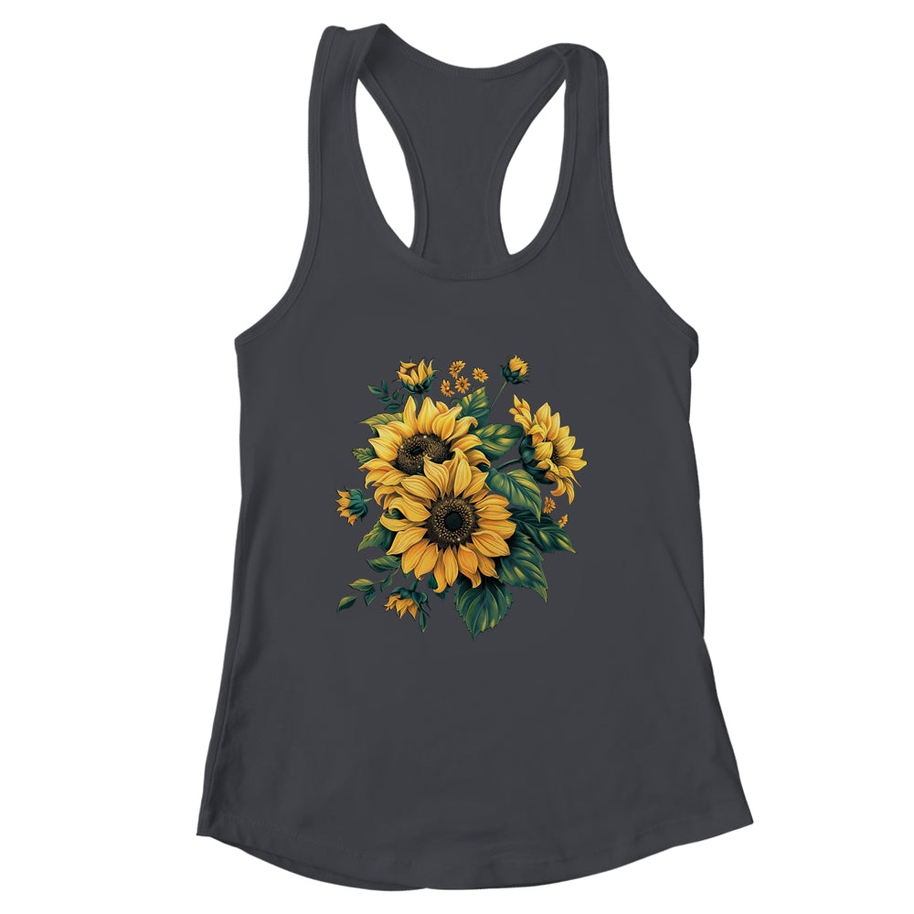 Yellow Sunflowers Cute Summer Flowers Floral Positivity Shirt & Tank Top | siriusteestore
