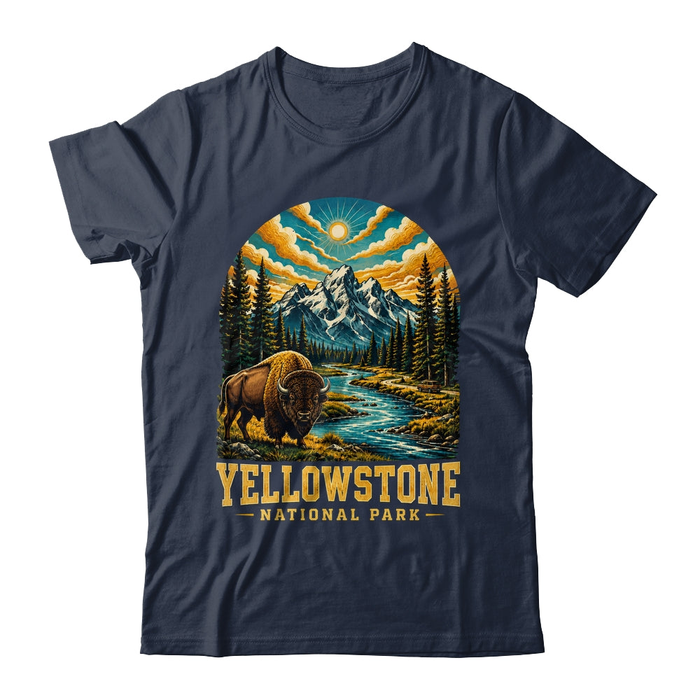 Yellowstone National Park Bison Sunset Mountain Adventure Shirt & Tank Top | siriusteestore