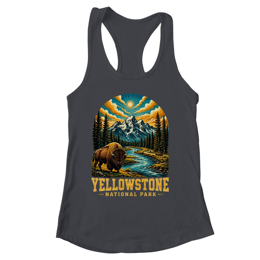 Yellowstone National Park Bison Sunset Mountain Adventure Shirt & Tank Top | siriusteestore