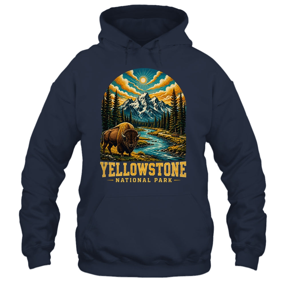 Yellowstone National Park Bison Sunset Mountain Adventure Shirt & Tank Top | siriusteestore