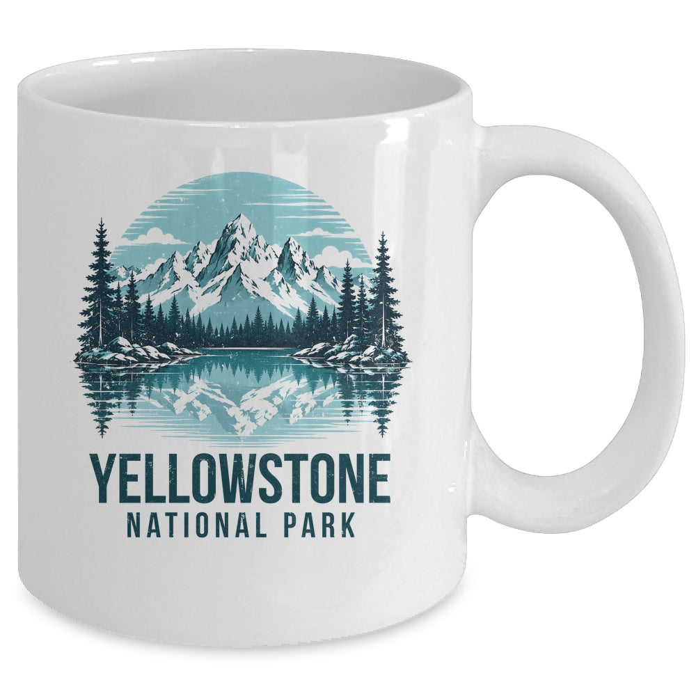 Yellowstone National Park Retro Mountain Lake Outdoor Hiking Mug | siriusteestore