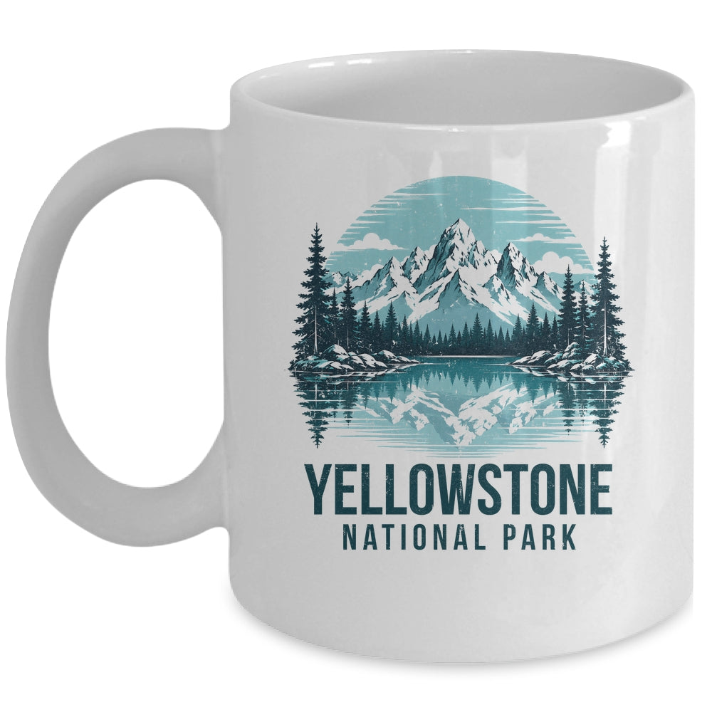 Yellowstone National Park Retro Mountain Lake Outdoor Hiking Mug | siriusteestore